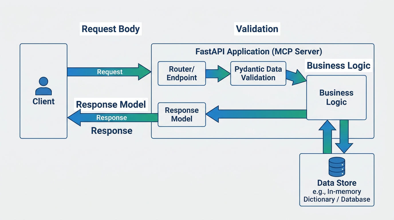 Production deployment architecture for a FastAPI MCP server, featuring Docker, Gunicorn, Uvicorn, Nginx, and a persistent database.. The load balancer routes traffic to multiple Docker Containers each running Gunicorn + Uvicorn + FastAPI. These containers are part of a Container Orchestration system e.g., Kubernetes, Docker Swarm. The FastAPI instances connect to a Persistent Database e.g., PostgreSQL. Include a Monitoring & Logging component. Use a clean, professional, cloud-native aesthetic with distinct icons for each component. Text overlays: Scalability, High Availability, Security, Microservices.